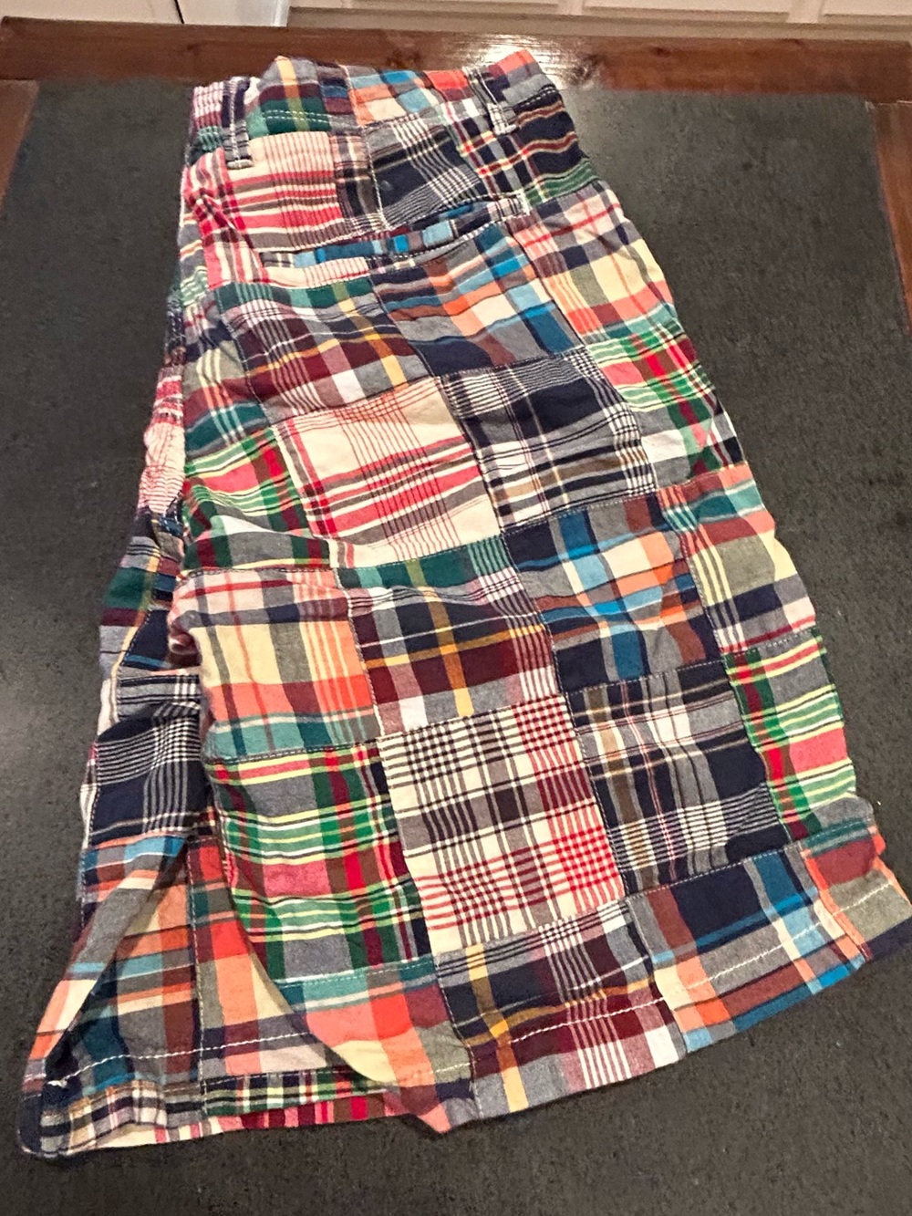 GAP Men's Multi-Color Patchwork Plaid Flat Front Shorts